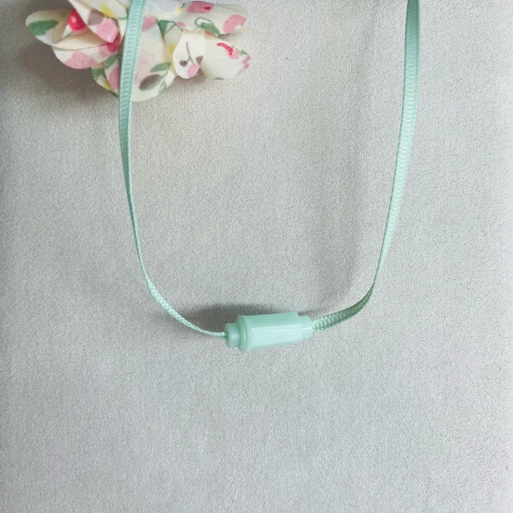 Girls Beaded Necklace with Flower, Blue/Teal, Approx 17 in